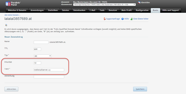 neuer MX-Eintrag