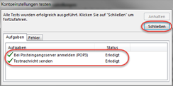 Konto erfolgreich getestet