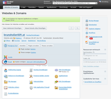 Drupal Update verfügbar