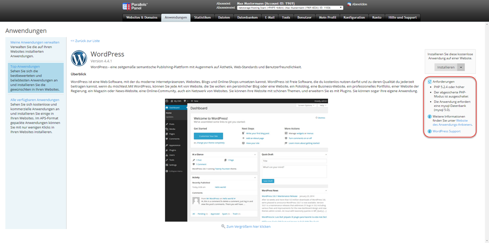 Wordpress Anforderungen