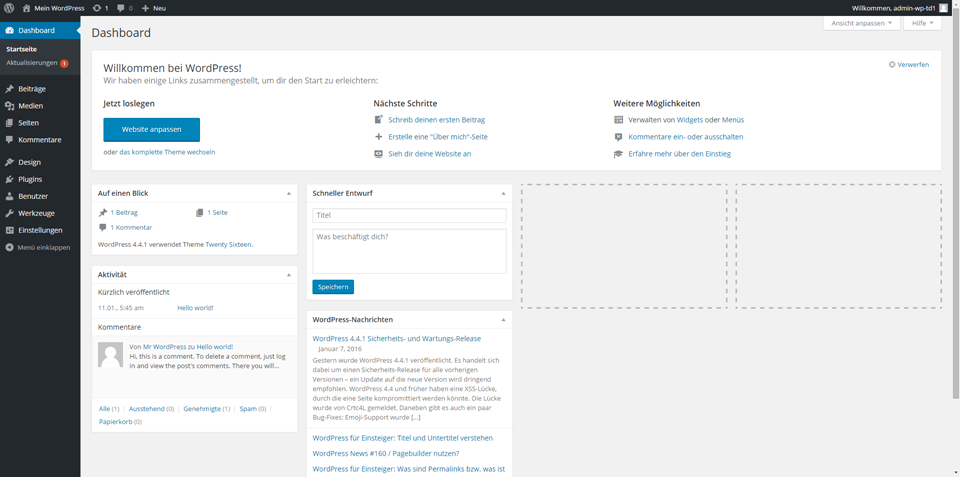 Wordpress Dashboard