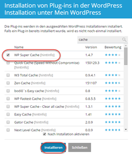 Plugin auswählen und installieren